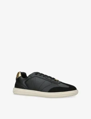 VERSACE Logo-Plaque Leather Trainers - EUR 44 / 10 UK MEN in BLACK, additional product view 3