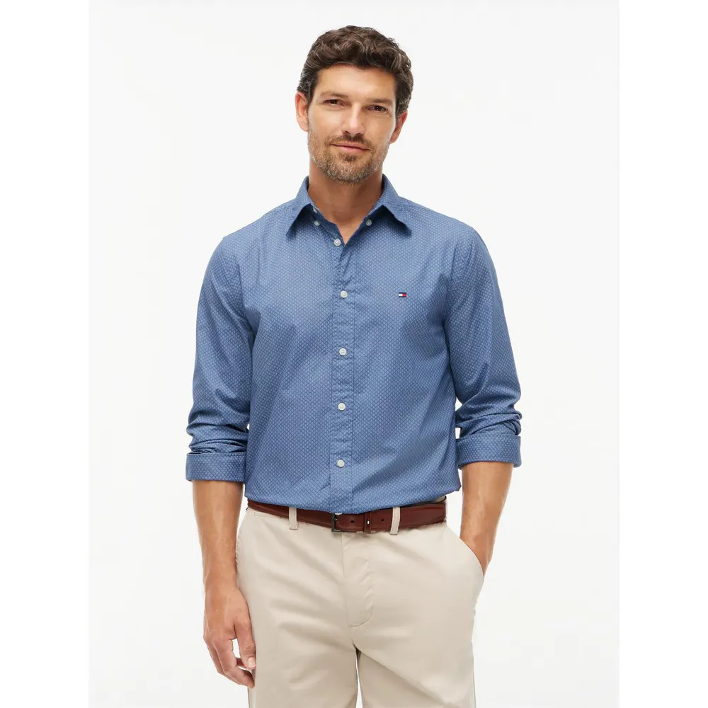 Tommy Hilfiger Men's Cotton Long-Sleeve Geometric Print Shirt detail 2