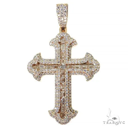 RINA - For Him CUSTOM CVD Emerald Cut Diamond Cross Pendant 68576 in Rose Gold – Pendant