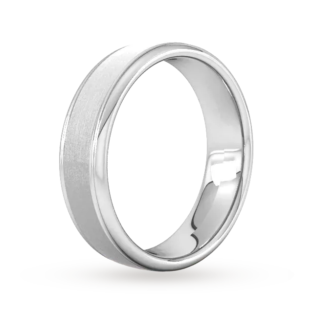For Him 6mm Traditional Court Standard Matt Centre With Grooves Wedding Ring In 18 Carat Yellow Gold detail 2