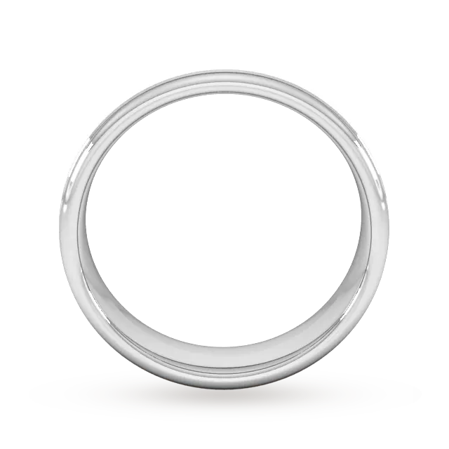 For Him 6mm Traditional Court Standard Matt Centre With Grooves Wedding Ring In 18 Carat Yellow Gold detail 3