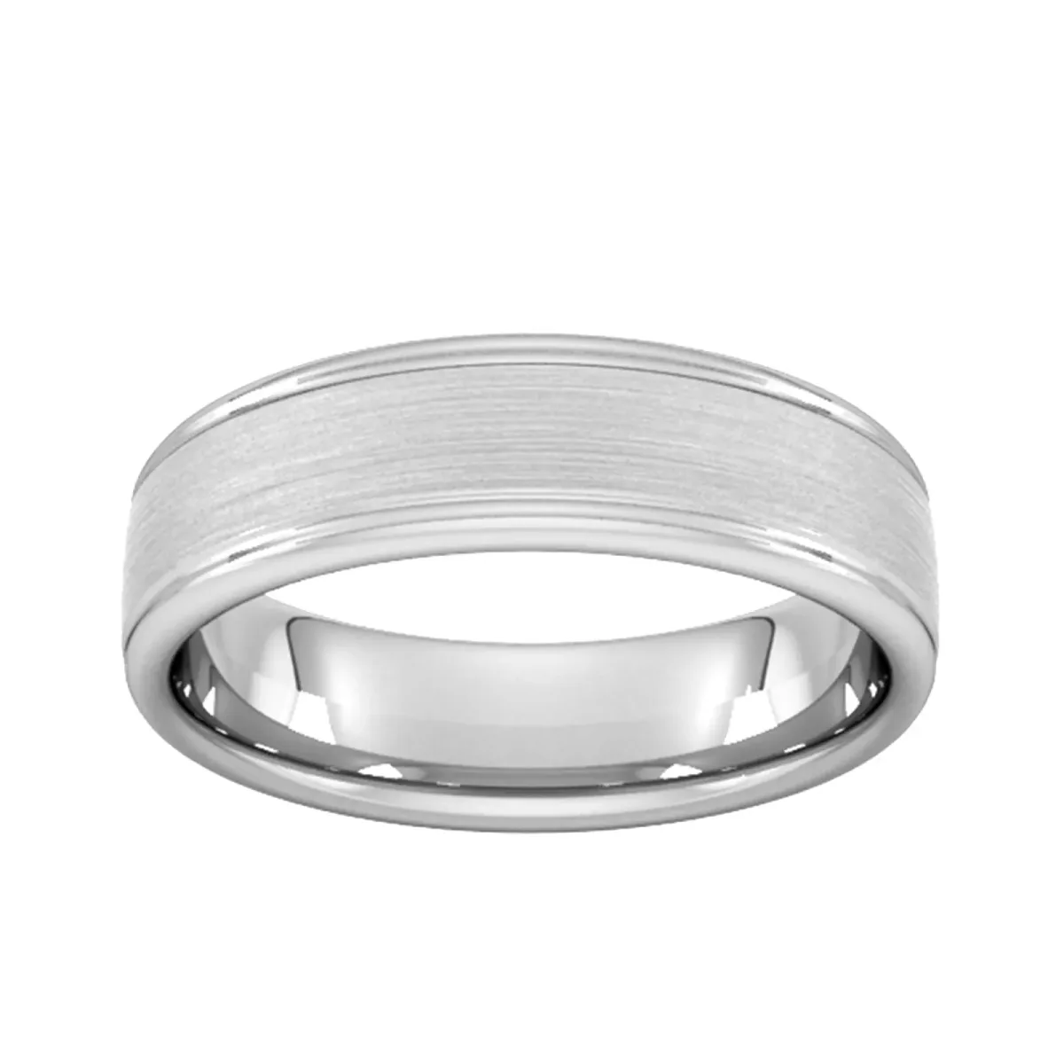 For Him 6mm Traditional Court Standard Matt Centre With Grooves Wedding Ring In 18 Carat Yellow Gold