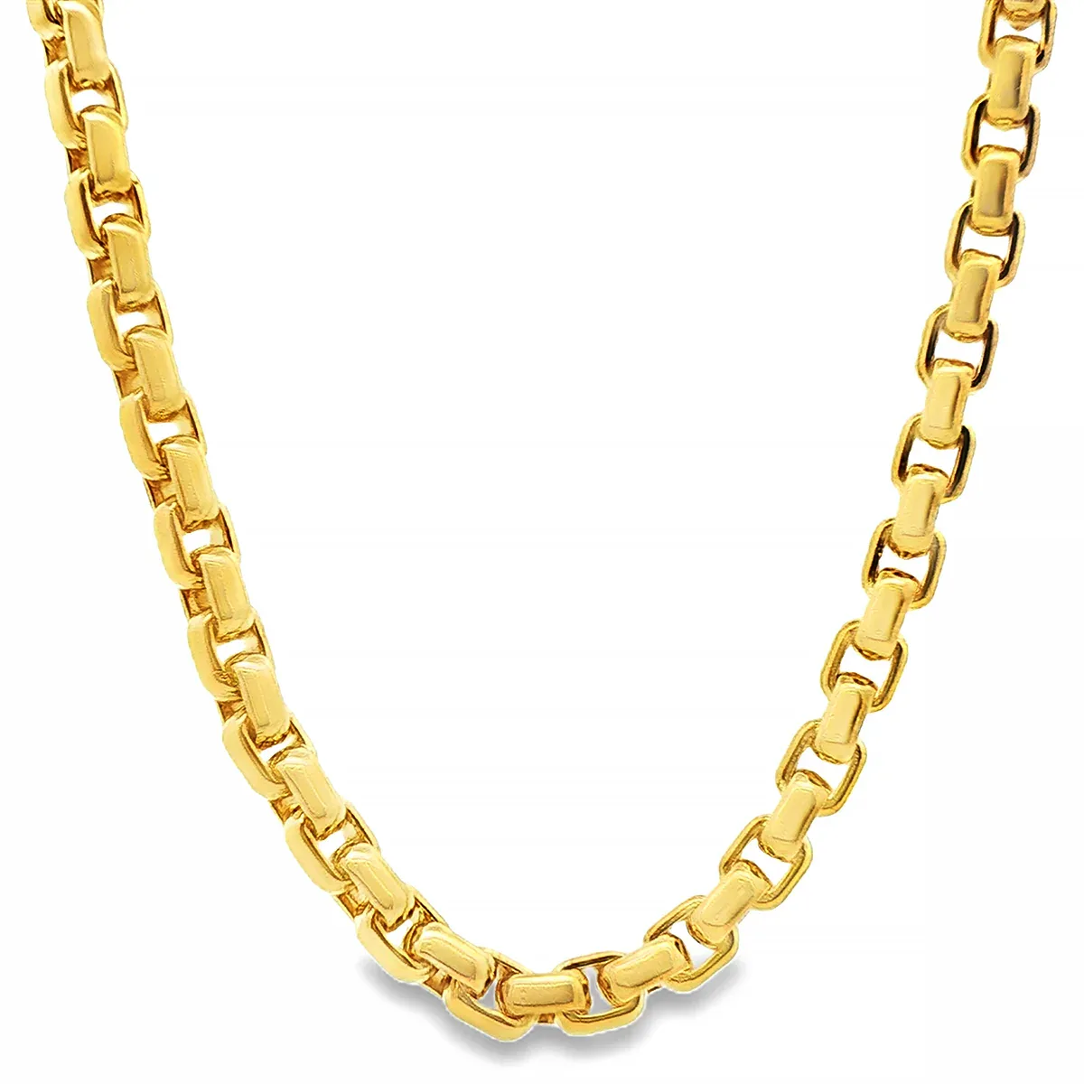 JALGAS - AMERICAS GOLD 14K Yellow Gold Solid Round Box Link Chain 27 Inches 6.4mm 70895 – Chain