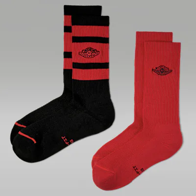 Jordan Everyday Elevated Crew Socks (2 Pairs) - Black/University Red/Black