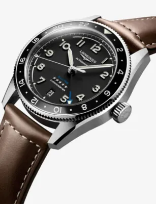 LONGINES L3.802.4.53.2 Spirit Zulu Time Ceramic Bezel Stainless-Steel Automatic Watch detail 2