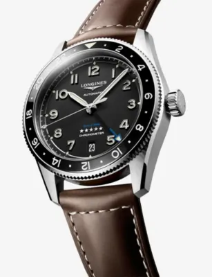 LONGINES L3.802.4.53.2 Spirit Zulu Time Ceramic Bezel Stainless-Steel Automatic Watch detail 3