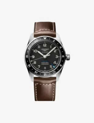 LONGINES L3.802.4.53.2 Spirit Zulu Time Ceramic Bezel Stainless-Steel Automatic Watch