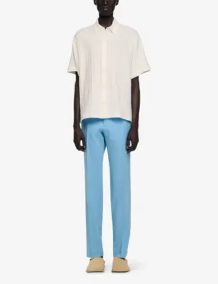 SANDRO Grid-Pattern Short-Sleeved Cotton Shirt detail 2