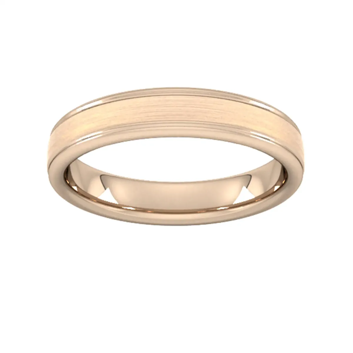 For Him 4mm Slight Court Heavy Matt Centre With Grooves Wedding Ring In 18 Carat Yellow Gold