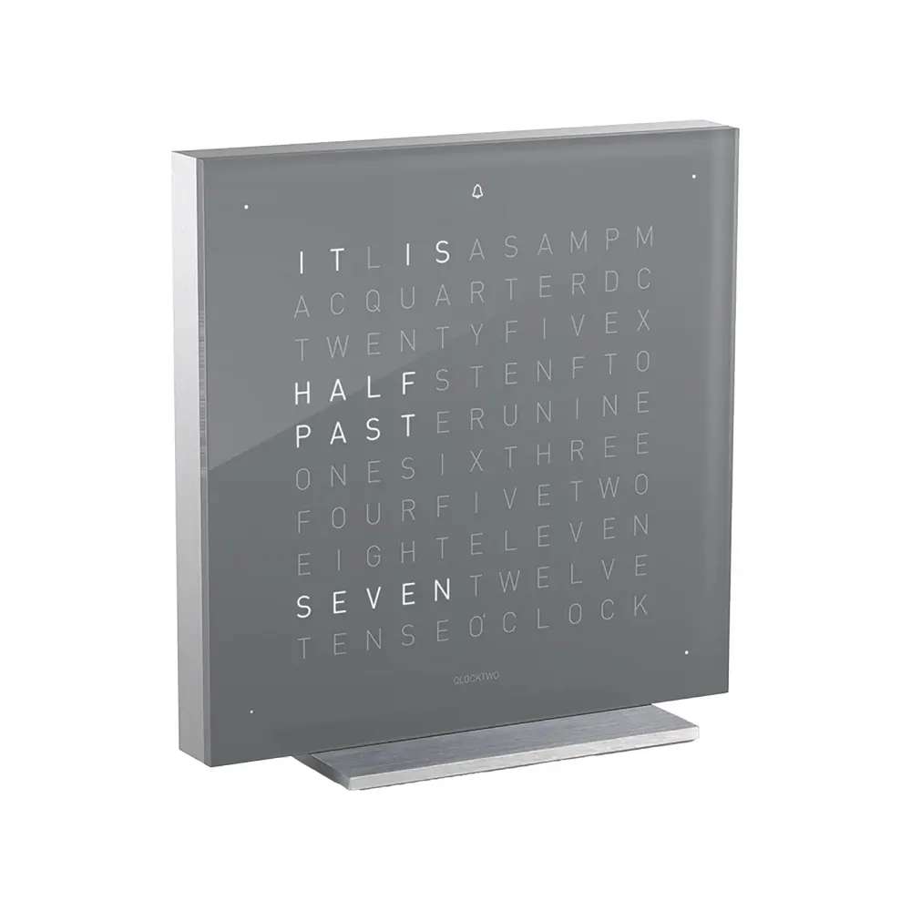 QLOCKTWO TOUCH Early Grey Tea Acrylic Table Clock 13.5cm in Grey, additional product view 2