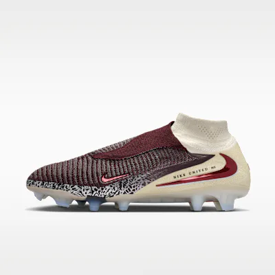 Nike United Phantom 6 High Elite Firm-Ground Football Boots - Burgundy Crush/Fossil/University Red