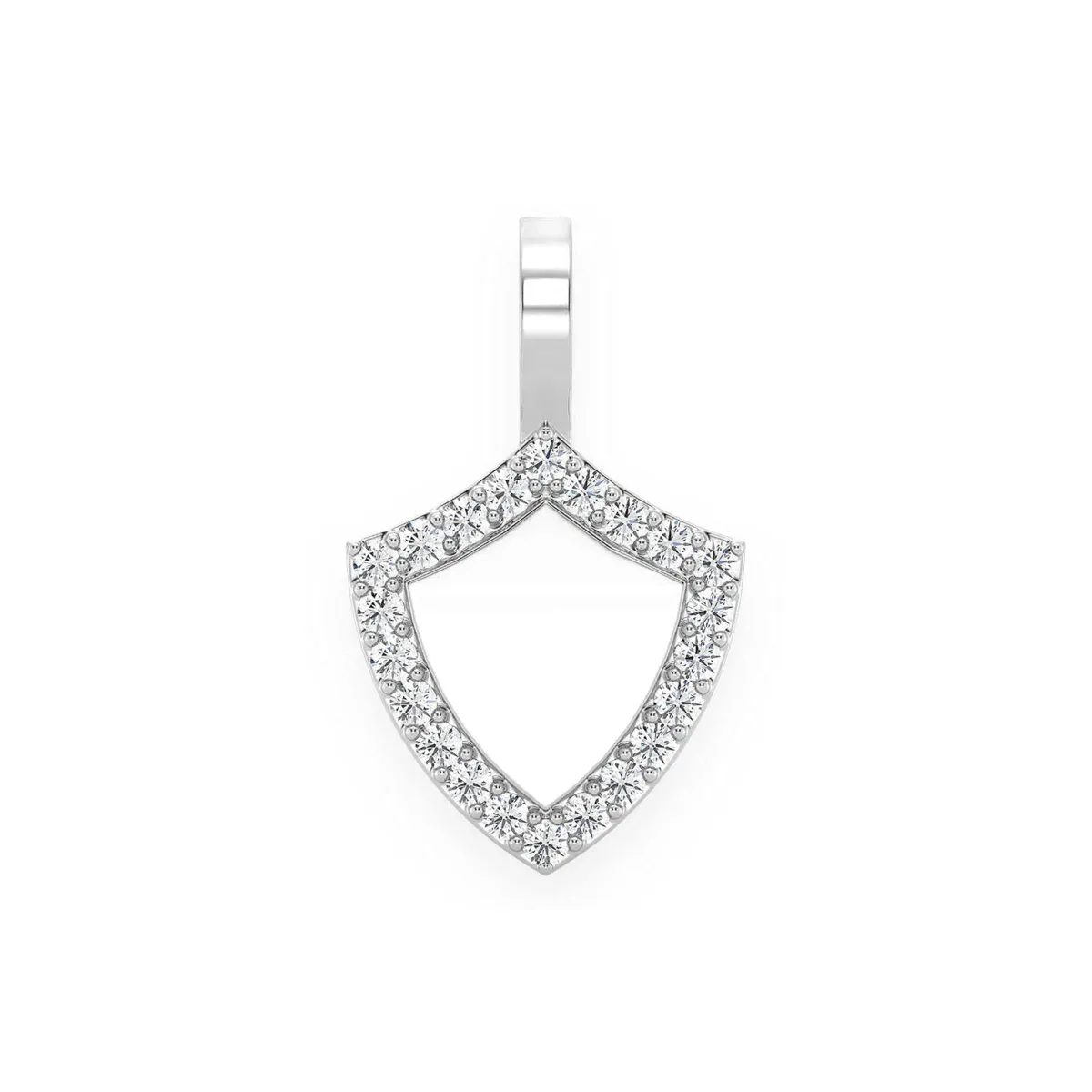 For Him Engravable Shield Diamond Pendant in White Gold / Natural Diamond – Pendant