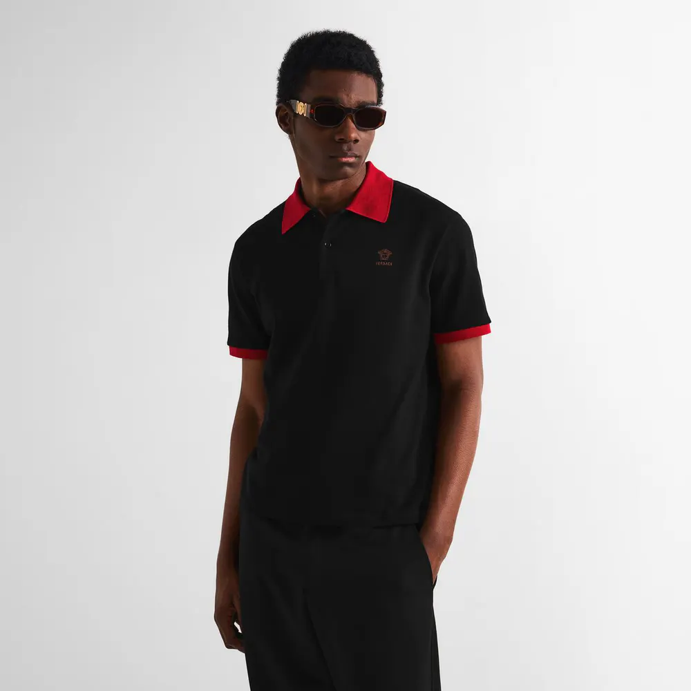 Versace Men's Short Sleeve Polo Shirt detail 3