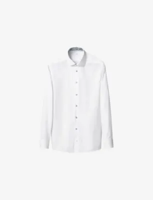 ETON Floral-Trim Contemporary-Fit Cotton Shirt - LIGHT BLUE - 19.75 detail 2