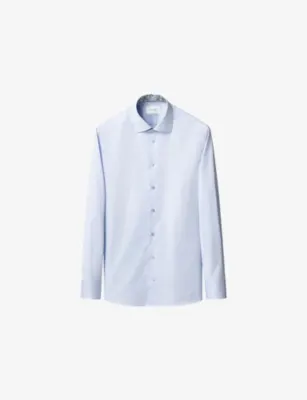 ETON Floral-Trim Contemporary-Fit Cotton Shirt - LIGHT BLUE - 19.75