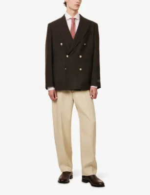 GANT Club Double-Breasted Textured Wool Blazer in BLACK BROWN, additional product view 2