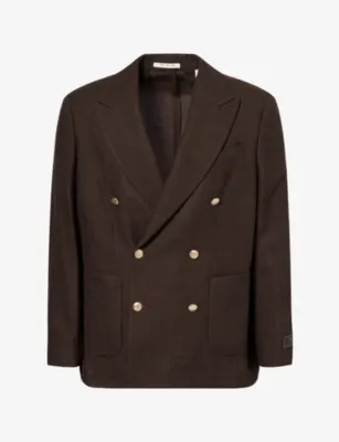 GANT Club Double-Breasted Textured Wool Blazer in BLACK BROWN – Mens | Blazers | Evening Blazers