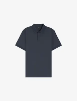 BOSS Short-Sleeved Textured Cotton Polo Shirt - DARK BLUE - XXXXXL