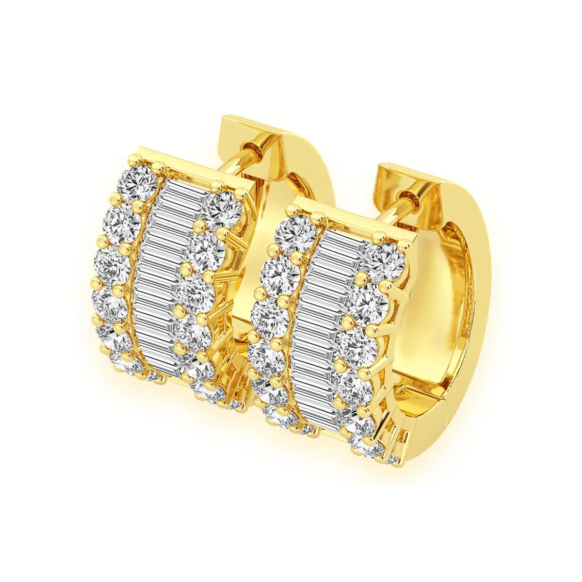For Him Baguette & Round Diamond Hoop Earrings in Rose Gold / Natural Diamond – Earring