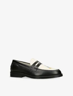 DUKE & DEXTER Disney Donald Duck Leather Loafers - EUR 46 / 12 UK MEN in BLK/WHITE, additional product view 3