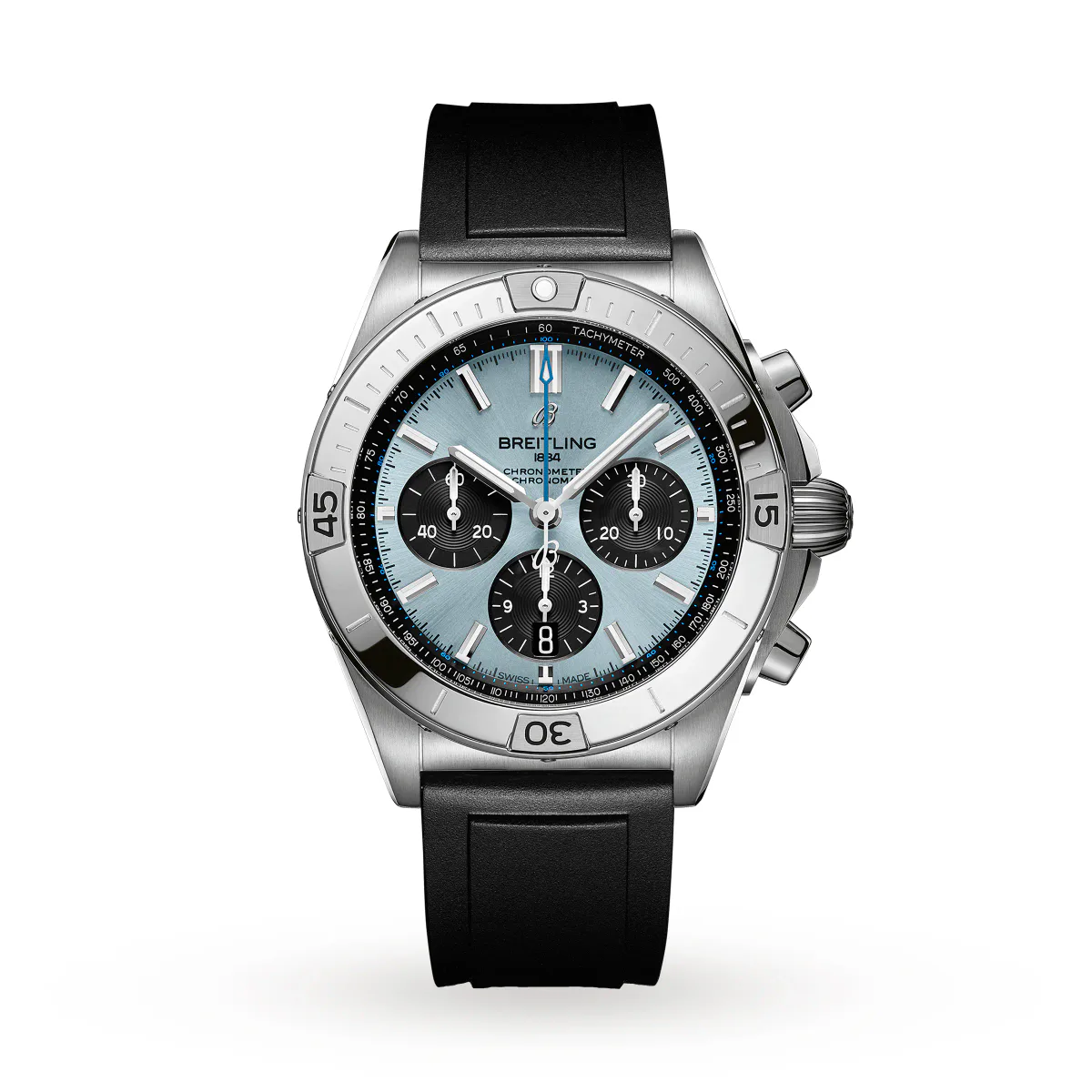 Breitling Chronomat B01 42 Stainless Steel & platinum Rubber Strap - Ice Blue Watch