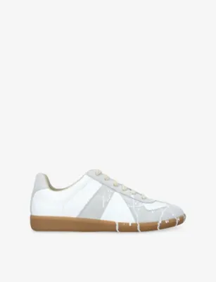 MAISON MARGIELA Replica Paint Leather Trainers - White - EUR 42.5 / 8.5 UK MEN in White – Mens | Trainers | Lace up trainers
