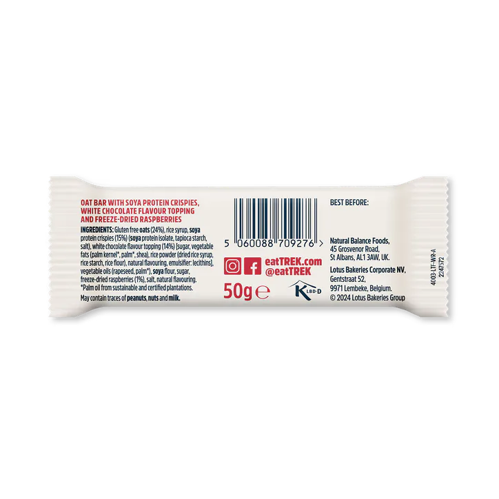 TREK White Chocolate & Raspberry Protein Flapjack 50g detail 2