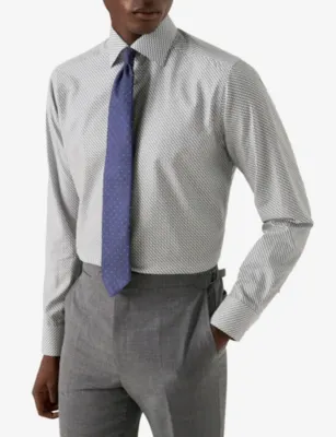 ETON Geo-Print Slim-Fit Cotton Shirt - 15.75 in Dark Blue, additional product view 2