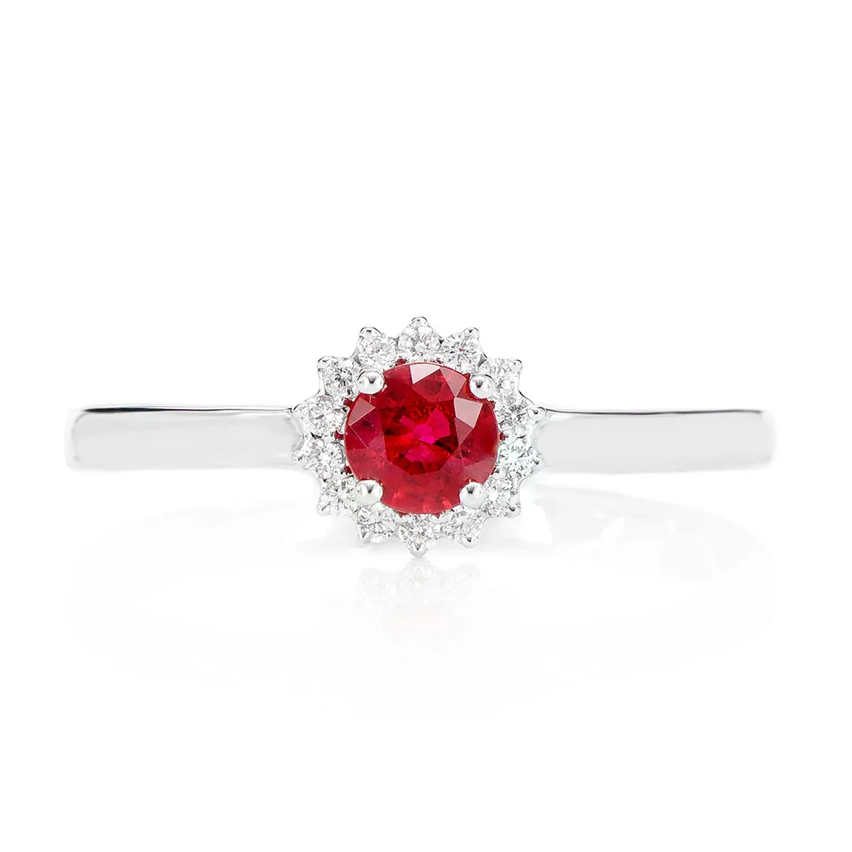 For Him Ruby and Diamond Halo Ring in White Gold / Lab Grown Diamond – Ring