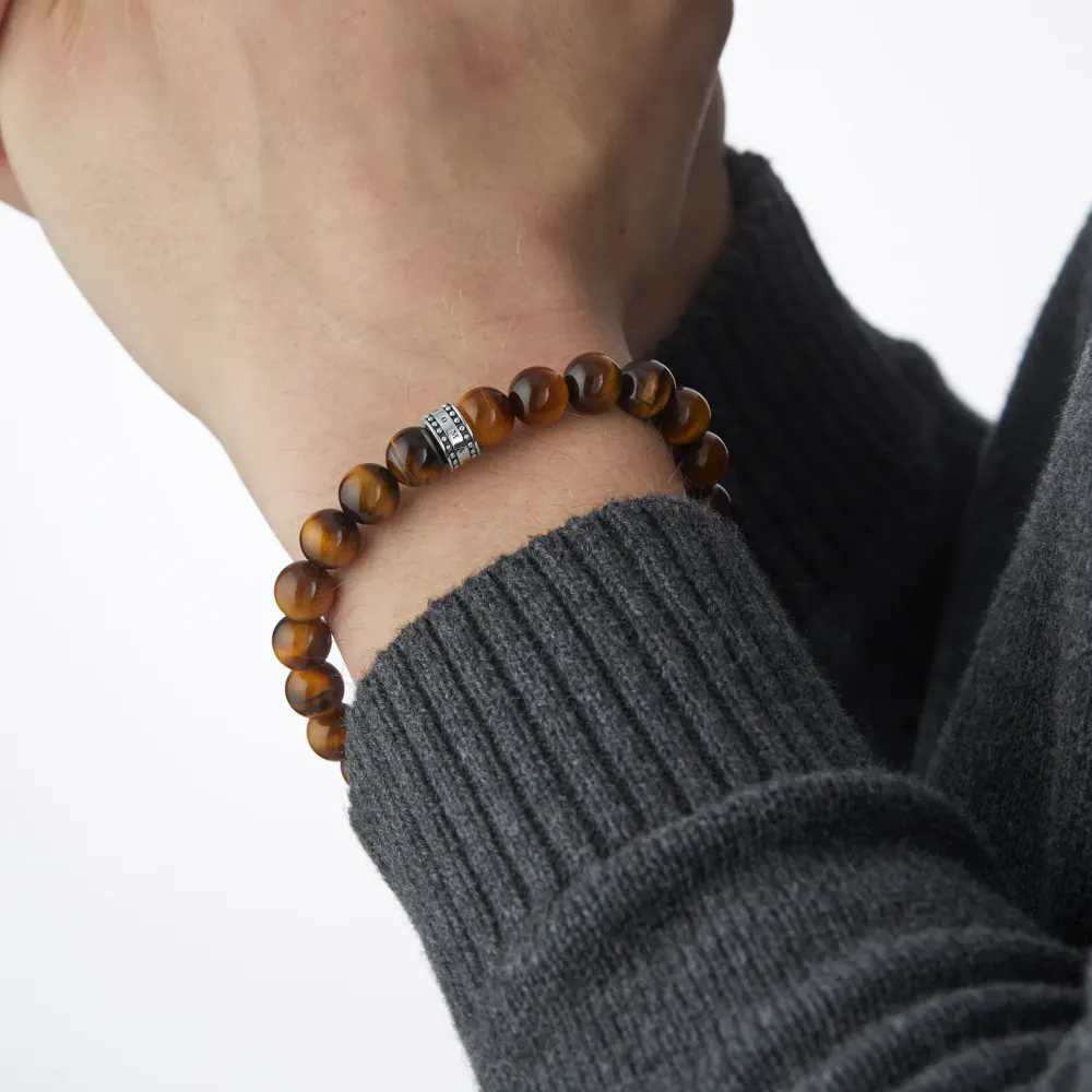 Thomas Sabo Rebel at Heart Mens Tigers Eye Bracelet - 19cm detail 2