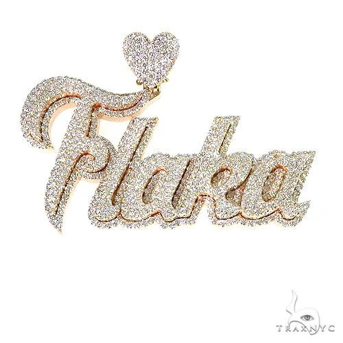 RINA - For Him CUSTOM Custom Made 'FLAKA' Diamond Name Pendant 67079 in Rose Gold – Pendant