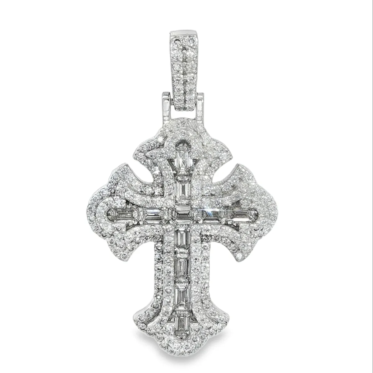 RINA - For Him CUSTOM CVD Emerald Cut Diamond Cross Pendant 68542 in Rose Gold – Pendant
