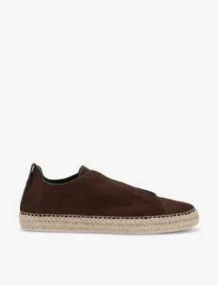 ZEGNA Triple Stitch Suede Espadrilles - EUR 42.5 / 8.5 UK MEN in DARK BROWN – Mens | Loafers