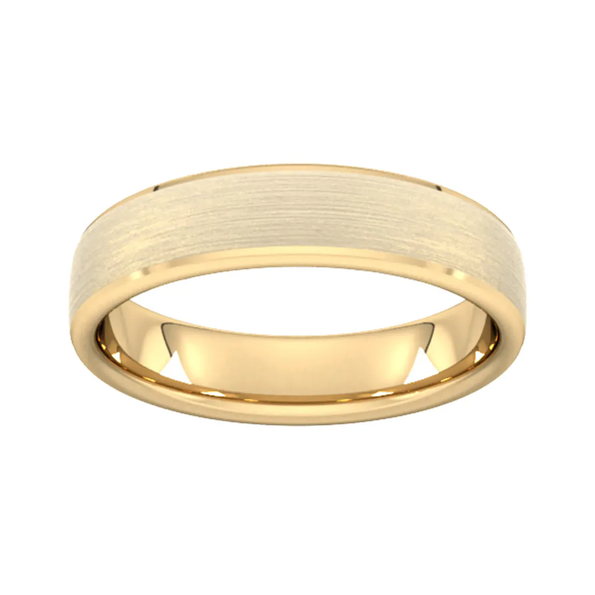For Him 5mm Slight Court Heavy Polished Chamfered Edges With Matt Centre Wedding Ring In 18 Carat Yellow Gold