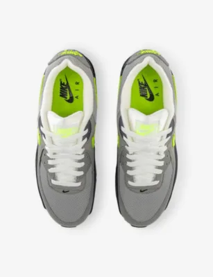 For Him Air Max 90 Woven Trainers - 4.5 in BLACK NEON YELLOW ANTHRA, additional product view 2