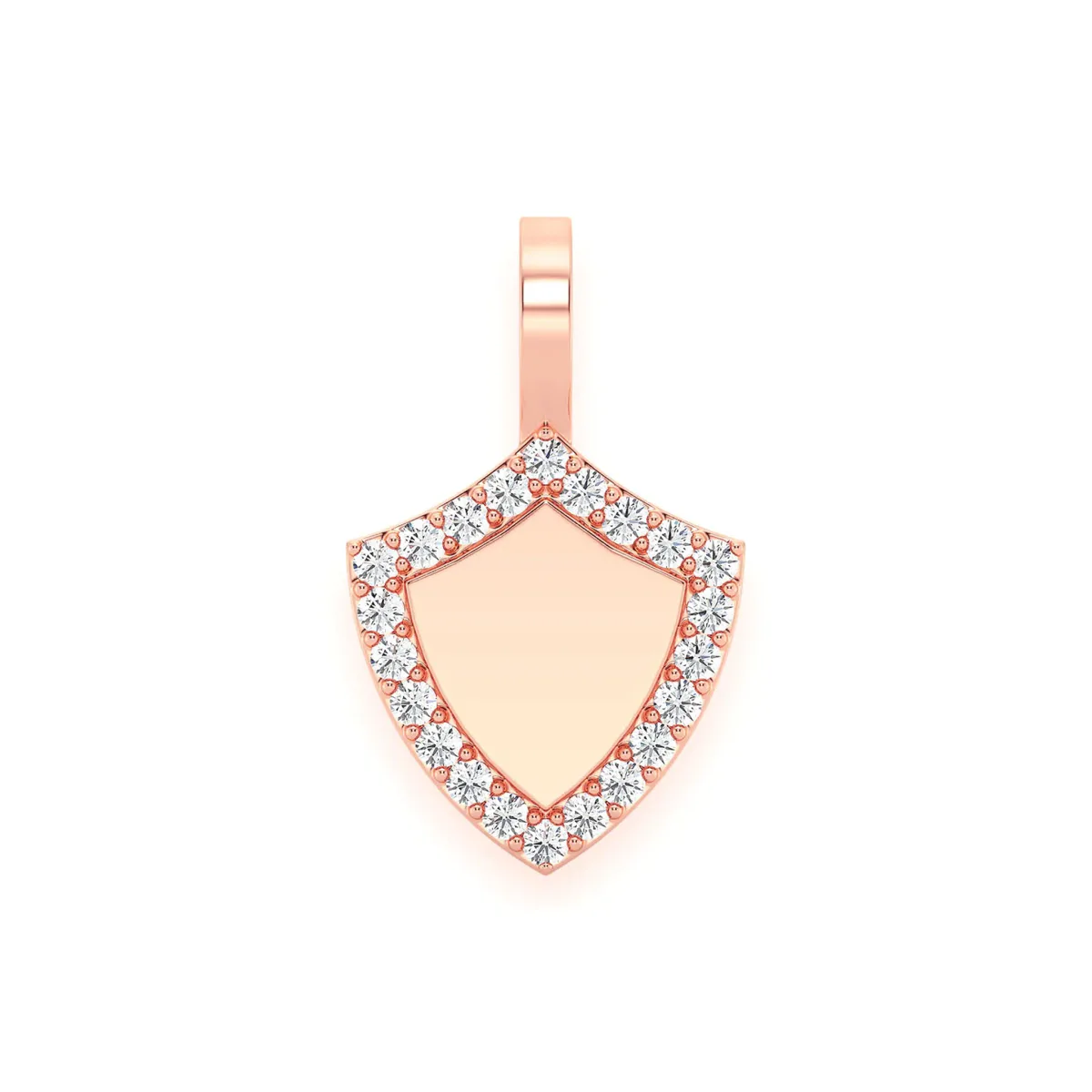 For Him Engravable Shield Diamond Pendant in Rose Gold / Natural Diamond – Pendant