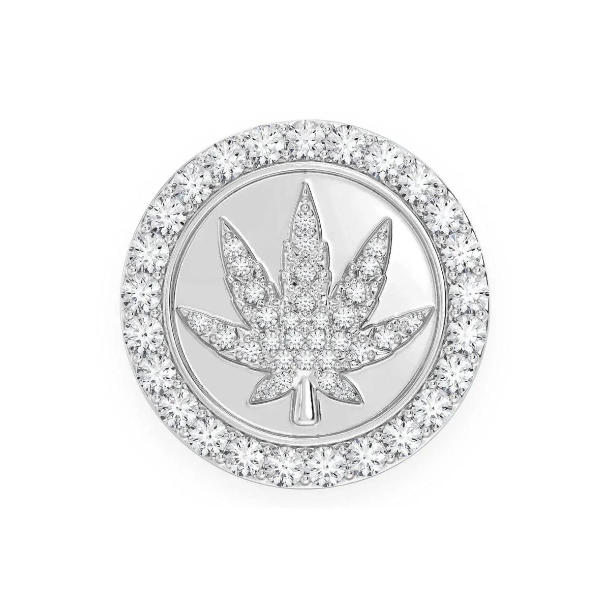 For Him Cannabis Signet Diamond Ring in White Gold / Natural Diamond – Ring