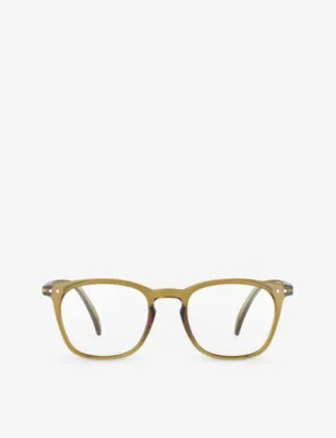 IZIPIZI #E square-framed golden green reading glasses - GOLDEN GREEN - +2