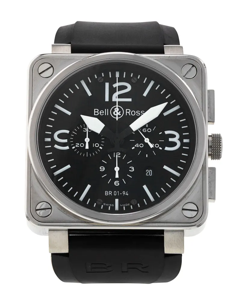 Bell and Ross BR01-94 Chronograph BR0194-BL-ST — 2016 — Very good in Black Quarter Arabic – Pre-owned watches