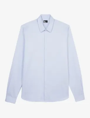 THE KOOPLES Classic-fit spread-collar cotton-poplin shirt - LIGHT BLUE