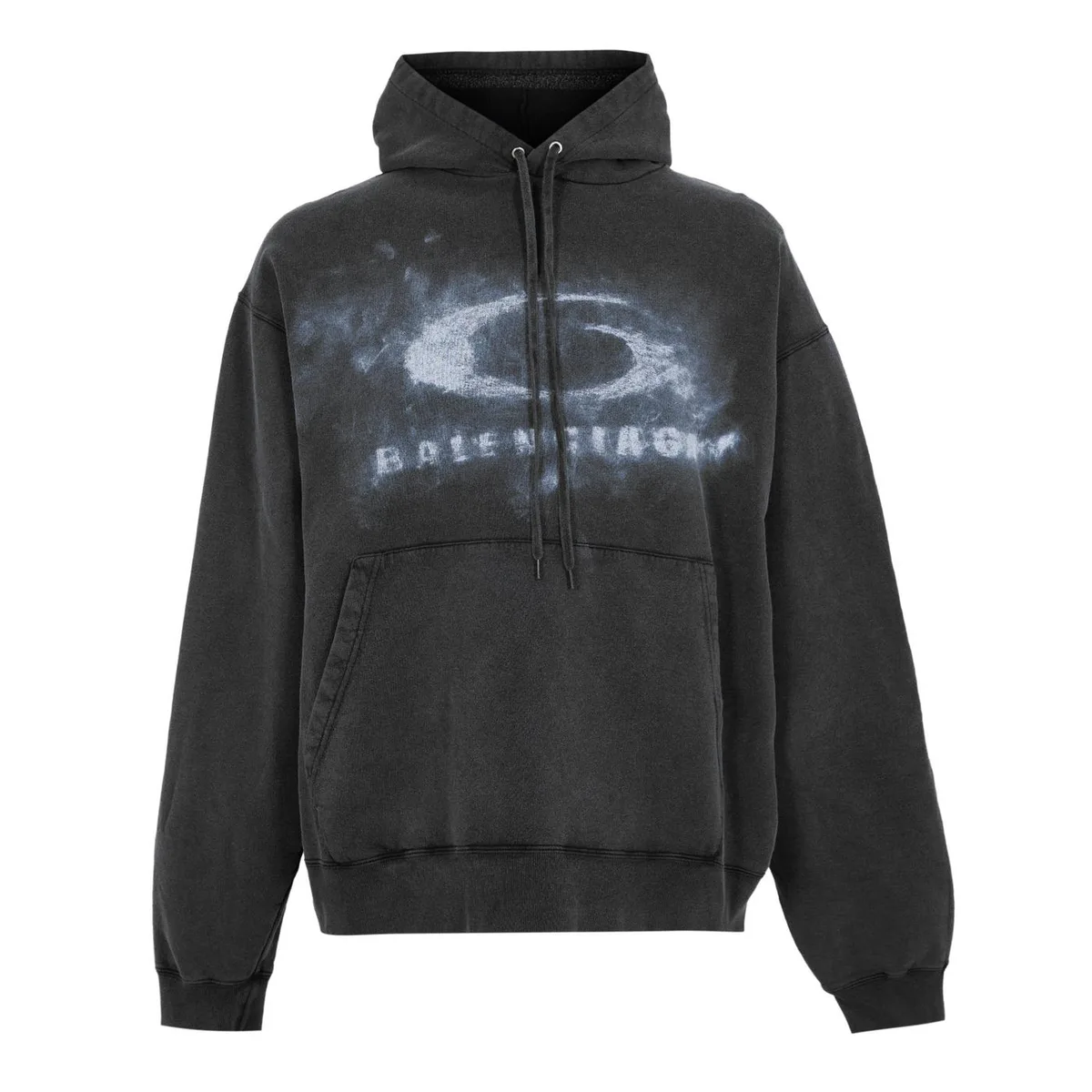 Balenciaga Men's Bal Washed Logo Pull Over Hoodie