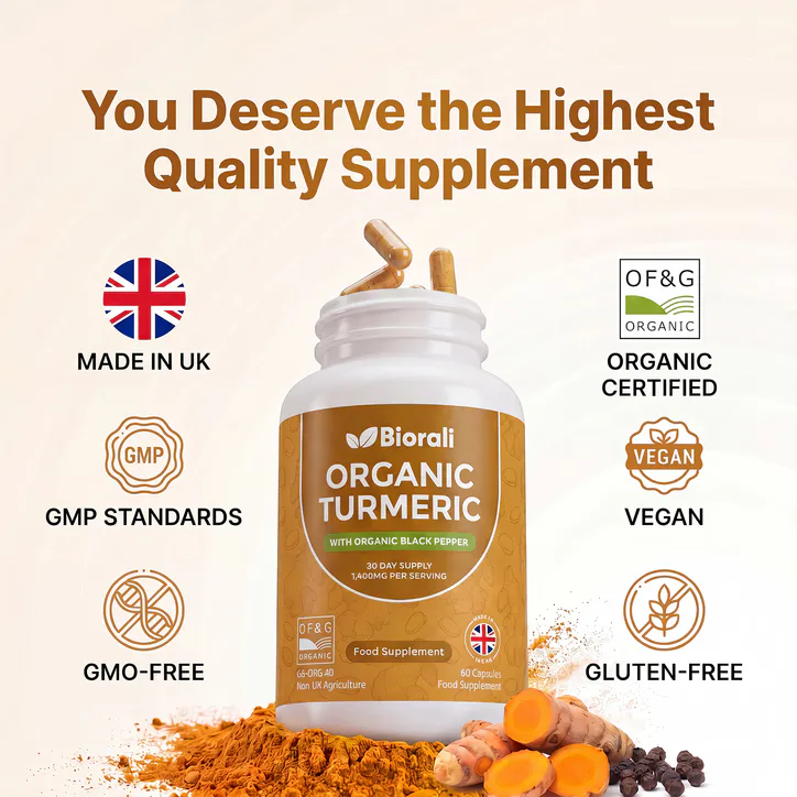 Biorali Organic Turmeric with Organic Black Pepper Capsules - 60 Capsules, additional product view 3