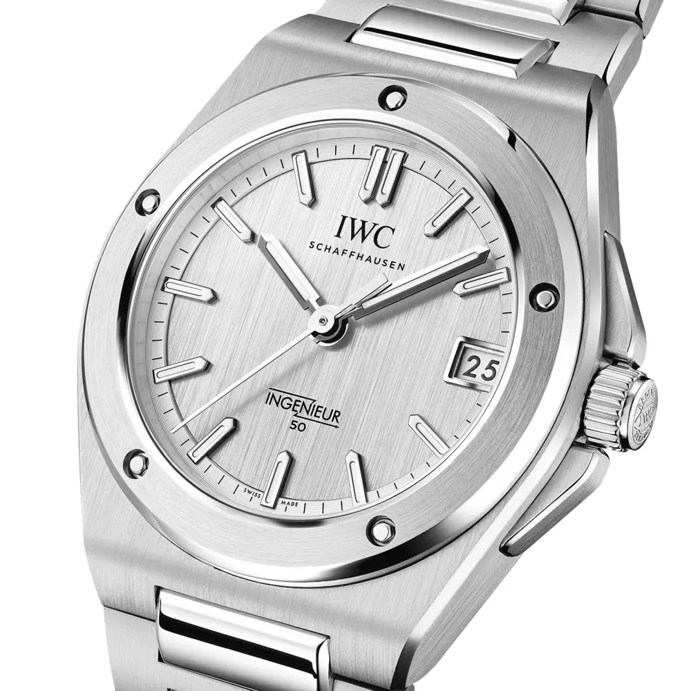 IWC Ingenieur Automatic 35mm 50th Anniversary Limited Edition Watch Silver detail 3