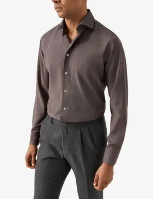 ETON Semi Solid Slim-Fit Merino-Wool Shirt - 13.75 detail 3