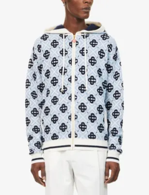 CASABLANCA Monogram Zip-Up Wool Hoody detail 3