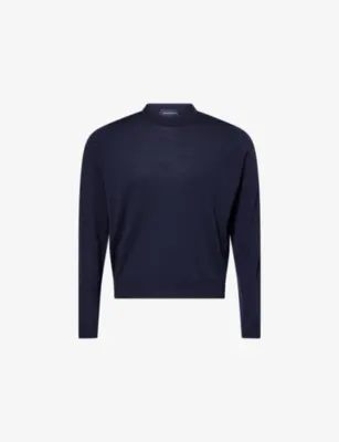 JOHN SMEDLEY X Bill Nighy Crew-Neck Merino Wool Jumper - Chambray Blue/maz detail 3