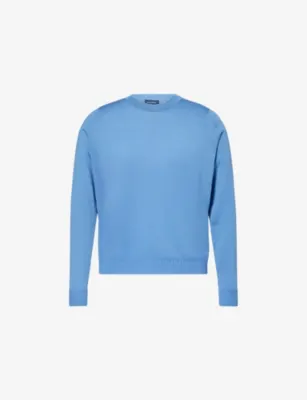 JOHN SMEDLEY X Bill Nighy Crew-Neck Merino Wool Jumper - Chambray Blue/maz