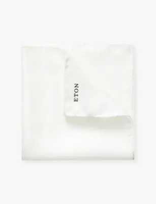 ETON Logo-embroidered silk pocket square - Beige detail 2