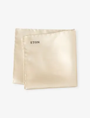 ETON Logo-embroidered silk pocket square - Beige