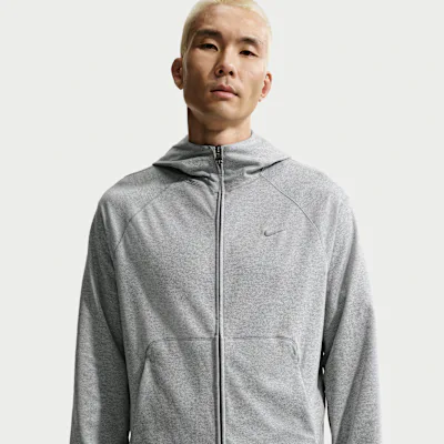 Nike Primary NanoKnit Men's Dri-FIT UV Protection Full-Zip Performance Hoodie - Smoke Grey/Heather/Smoke Grey